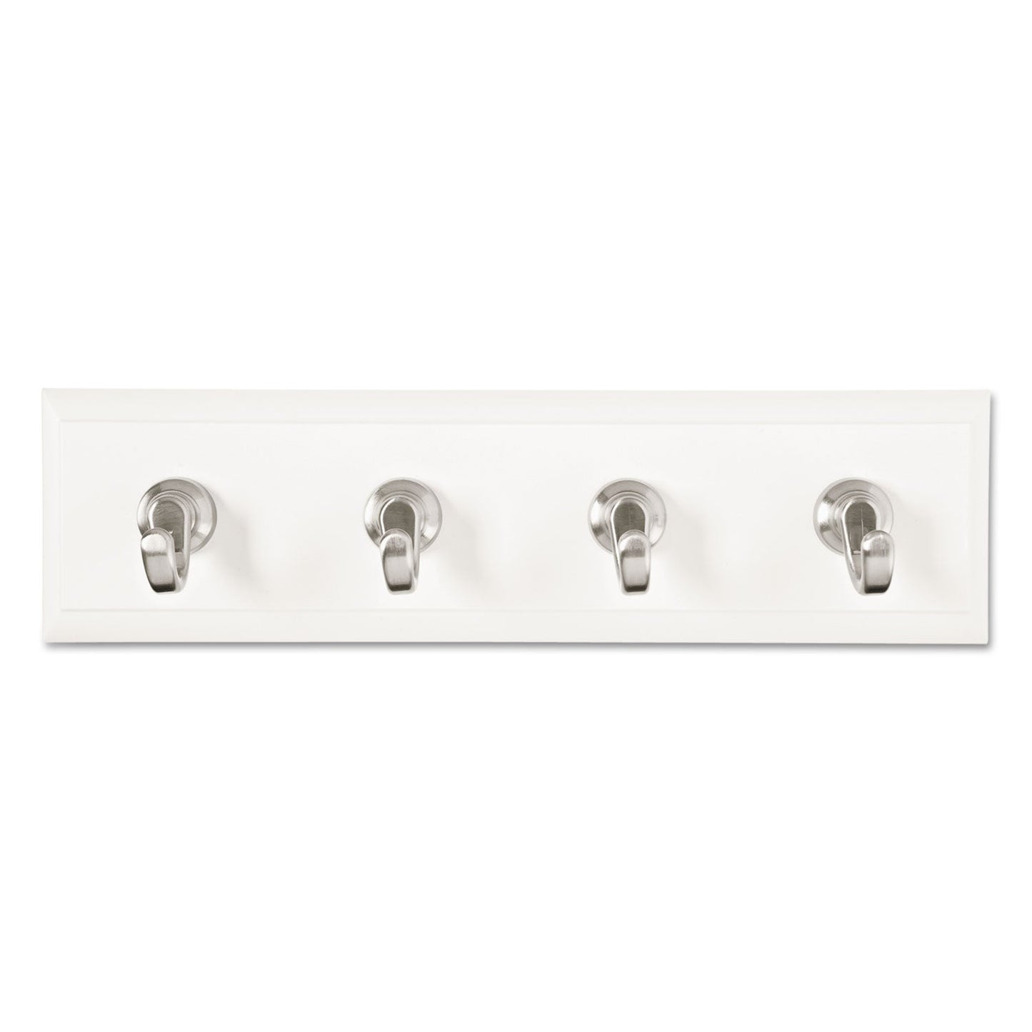 Command Decorative Key Rail, Plastic, Quartz/Silver, 8 x 1.5 x 2.13, 4 Hooks/Pack