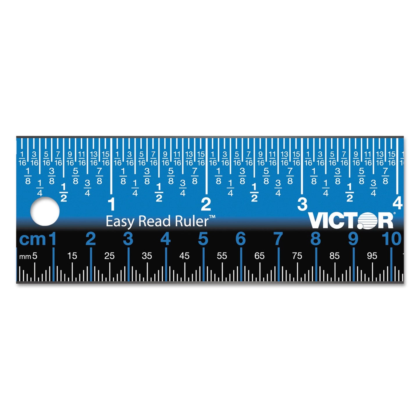 Victor Easy Read Stainless Steel Ruler, Standard/Metric, 18".25 Long, Blue