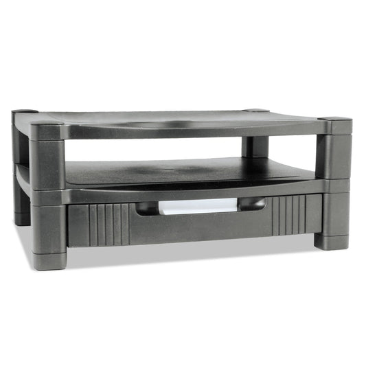 Kantek Two-Level Monitor Stand, 17" x 13.25" x 3.5" to 7", Black, Supports 50 lbs