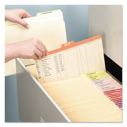 Smead Manila Out Guides, Printed Form Style, 1/5-Cut Top Tab, Out, 8.5 x 11, Manila, 100/Box