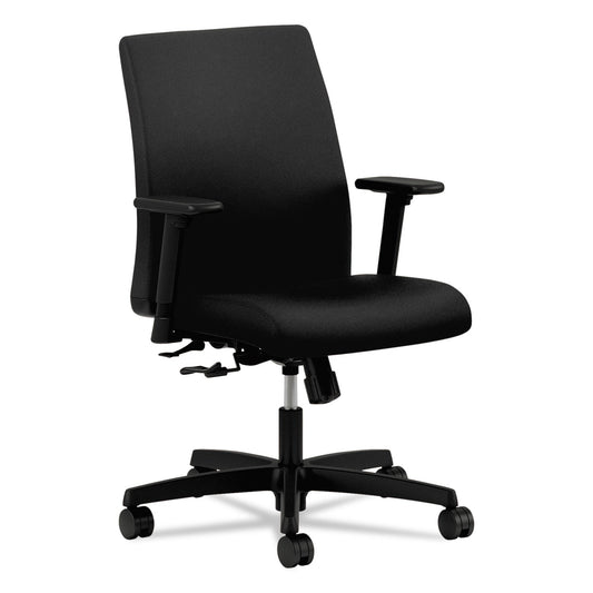 HON Ignition Series Fabric Low-Back Task Chair, Supports Up to 300 lb, 17" to 21.5" Seat Height, Black