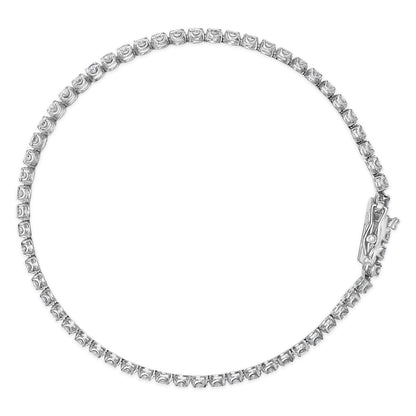 18K White Gold 5 3/5 Cttw Natural Diamond Double Row Link Tennis Bracelet (G-H Color, VS1-VS2 Clarity) - 7" Inches
