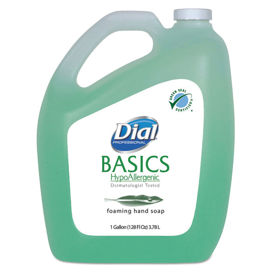 Dial Basics Hypoallergenic Foaming Hand Wash, Honeysuckle, 1 gal, 4/Carton