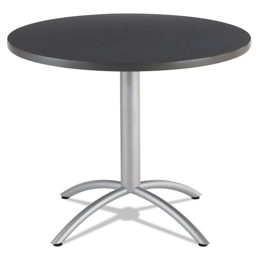 Iceberg CafeWorks Table, Cafe-Height, Round Top, 36" Diameter x 30h, Graphite Granite/Silver