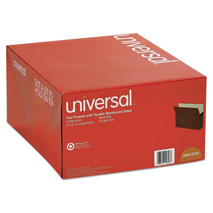 Universal Redrope Expanding File Pockets, 3.5" Expansion, Letter Size, Redrope, 25/Box