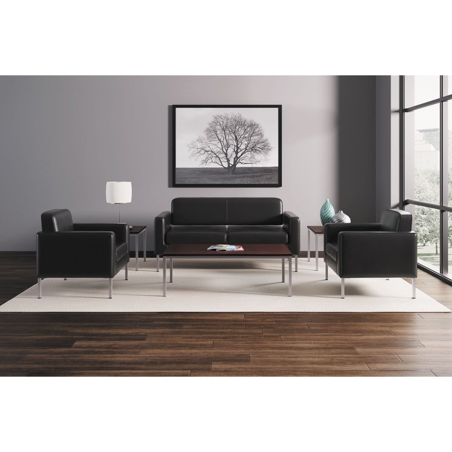 HON Corral Club Chair, 31.5" x 28" x 30.5", Black Seat/Back, Platinum Base