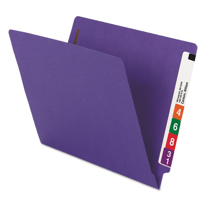 Smead WaterShed CutLess End Tab Fastener Folders, 2 Fasteners, Letter Size, Purple Exterior, 50/Box