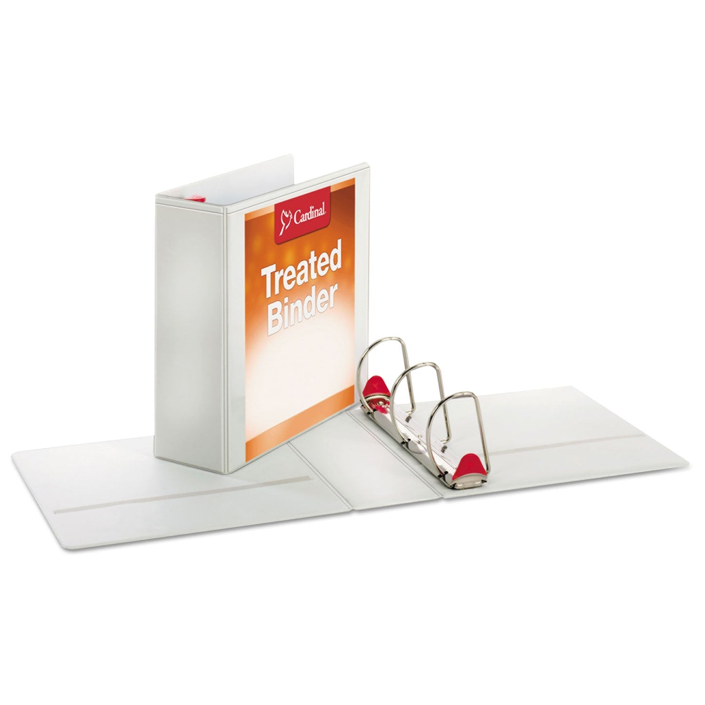 Cardinal Treated ClearVue Locking Slant-D Ring Binder, 3 Rings, 4" Capacity, 11 x 8.5, White