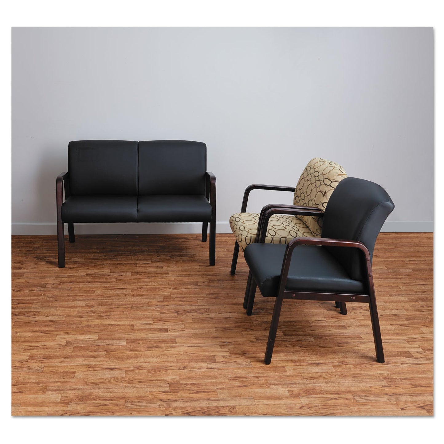 Alera Reception Lounge WL Series Guest Chair, 24.21" x 24.8" x 32.67", Tan Seat/Back, Mahogany Base