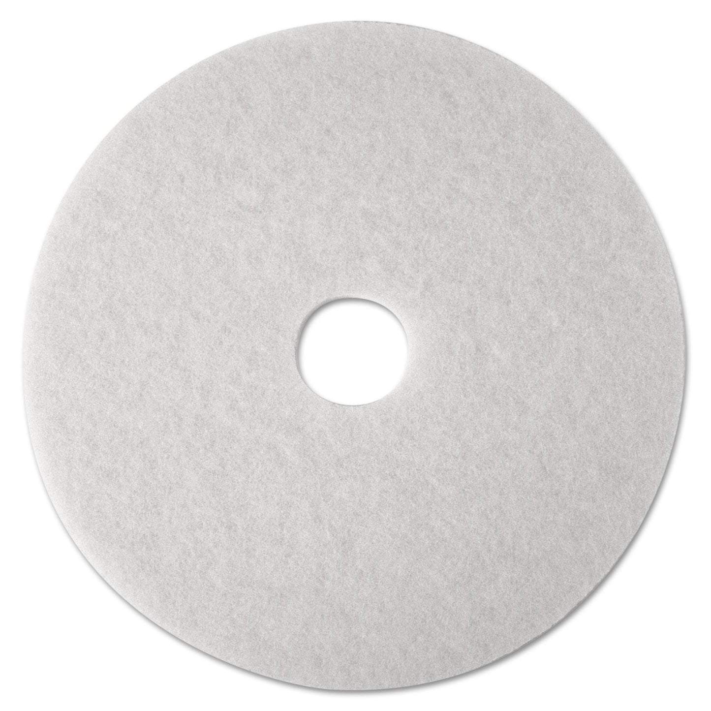 3M Low-Speed Super Polishing Floor Pads 4100, 14" Diameter, White, 5/Carton