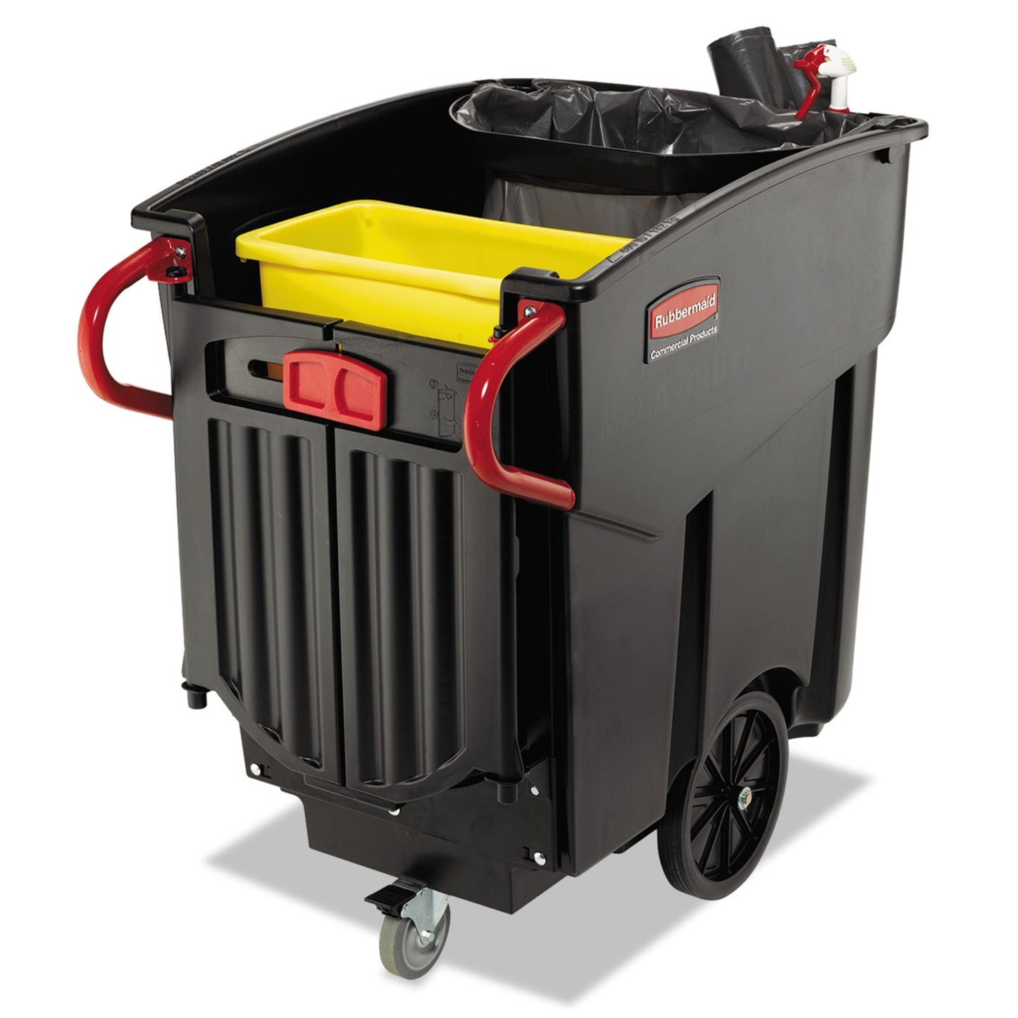 Rubbermaid Mega Brute Mobile Container, Rectangular, Plastic, 120 gal, Black