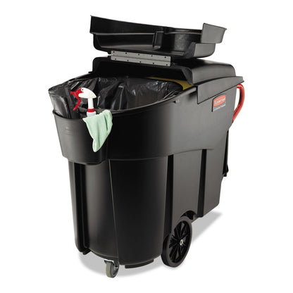 Rubbermaid Mega Brute Mobile Container, Rectangular, Plastic, 120 gal, Black