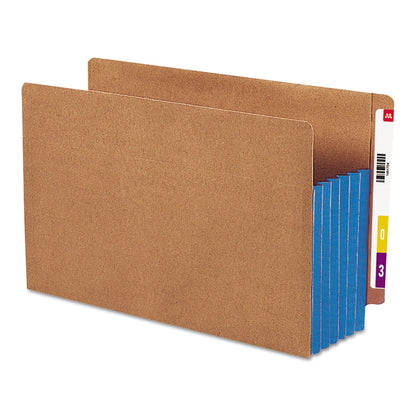 Smead Redrope Drop-Front End Tab File Pockets, Fully Lined 6.5" High Gussets, 5.25" Expansion, Legal Size, Redrope/Blue, 10/Box