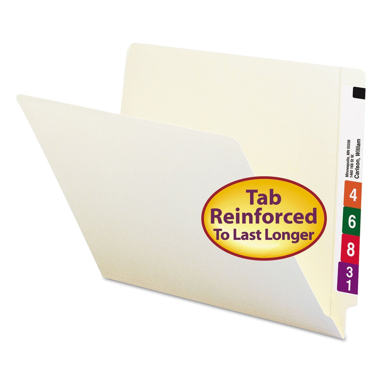 Smead Heavyweight Manila End Tab Folders, 9" High Front, Straight Tabs, Letter Size, 0.75" Expansion, Manila, 100/Box