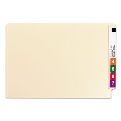 Smead Heavyweight Manila End Tab Folders, 9.5" High Front, Straight Tabs, Legal Size, 0.75" Expansion, Manila, 100/Box