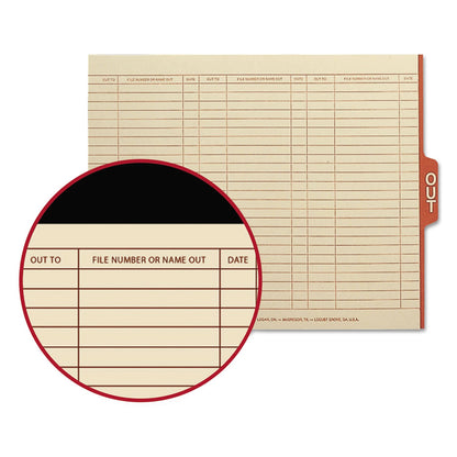 Smead Manila Out Guides with Printed Form, 1/5-Cut End Tab, Out, 8.5 x 11, Manila, 100/Box