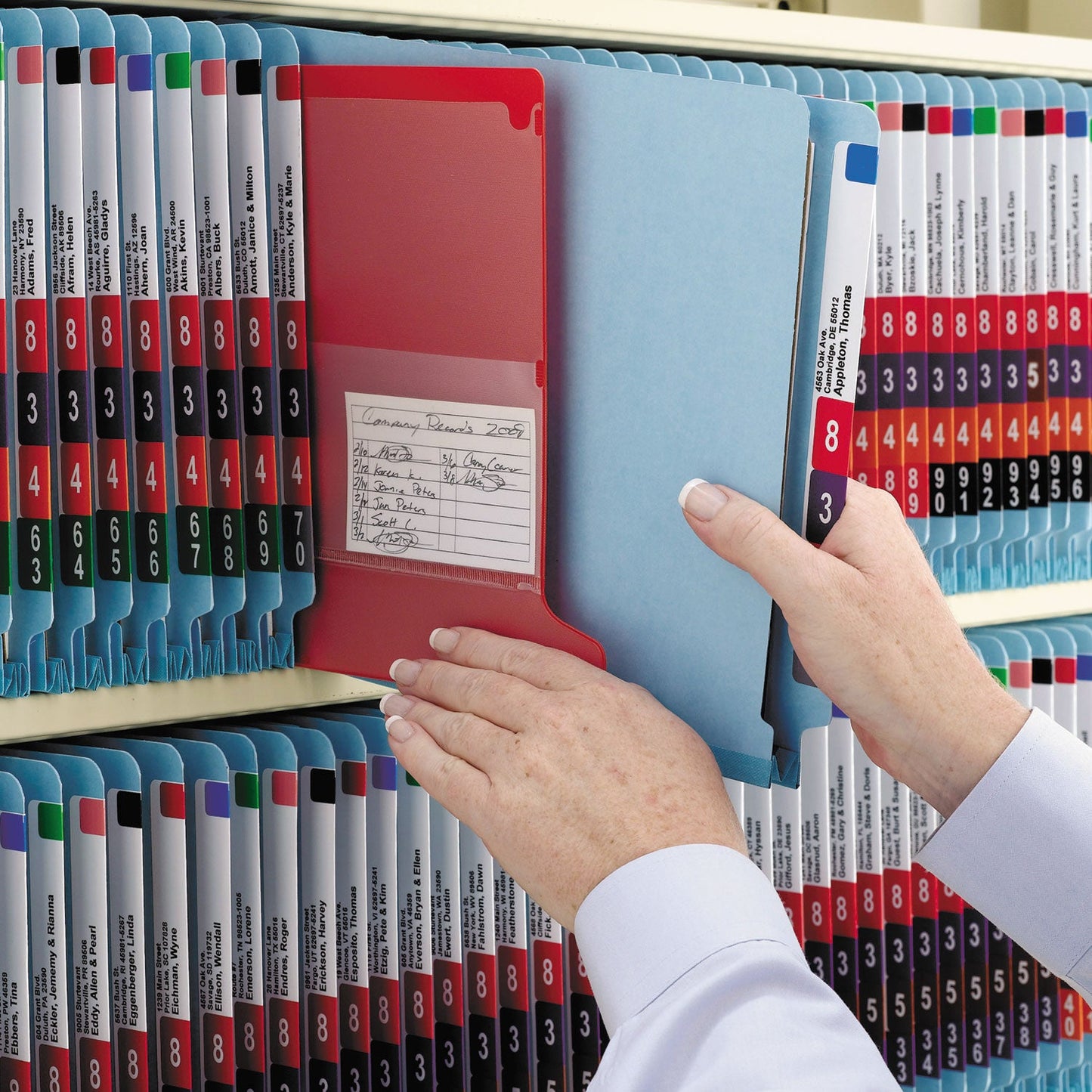 Smead Colored Poly Out Guides with Pockets, 1/3-Cut End Tab, Out, 8.5 x 11, Red, 25/Box
