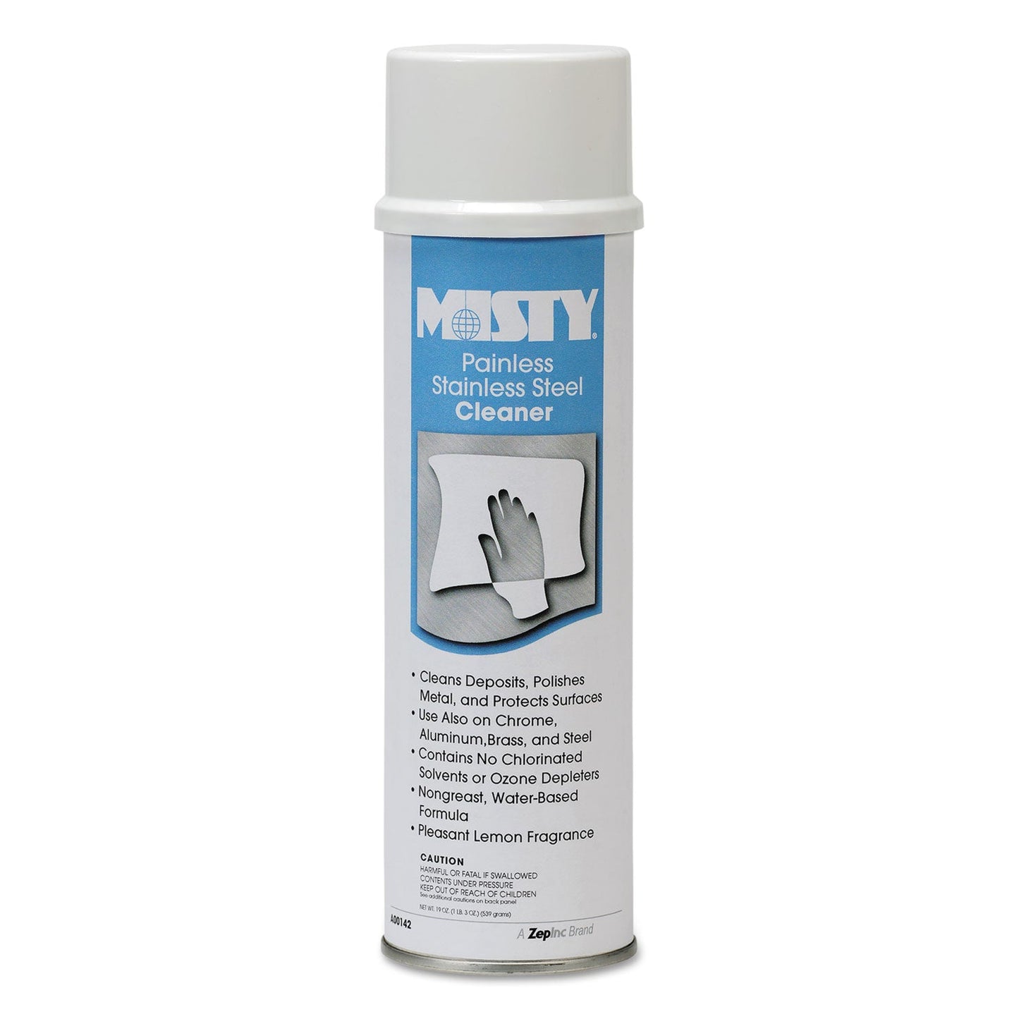 Misty Water-Based Stainless Steel Cleaner, Lemon Scent, 18 oz Aerosol Spray, 12/Carton