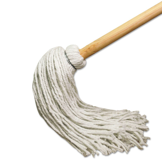 Boardwalk Handle/Deck Mops, 24 oz White Rayon Head, 54" Oak Wood Handle, 6/Pack