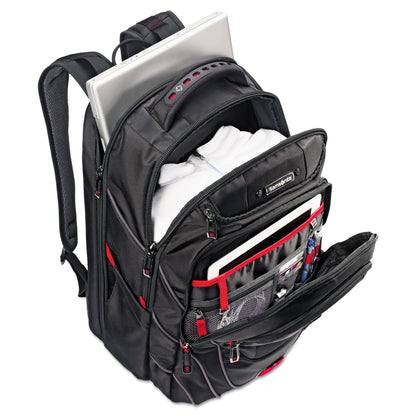 Samsonite Tectonic PFT Backpack, Fits Devices Up to 17", Ballistic Nylon, 13 x 9 x 19, Black/Red