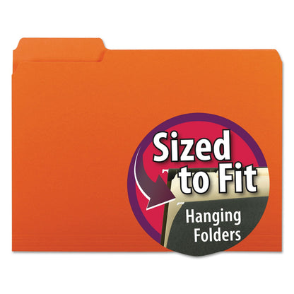Smead Interior File Folders, 1/3-Cut Tabs: Assorted, Letter Size, 0.75" Expansion, Orange, 100/Box
