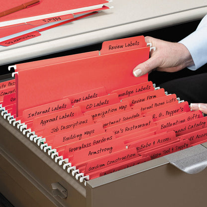 Smead FasTab Hanging Folders, Letter Size, 1/3-Cut Tabs, Red, 20/Box