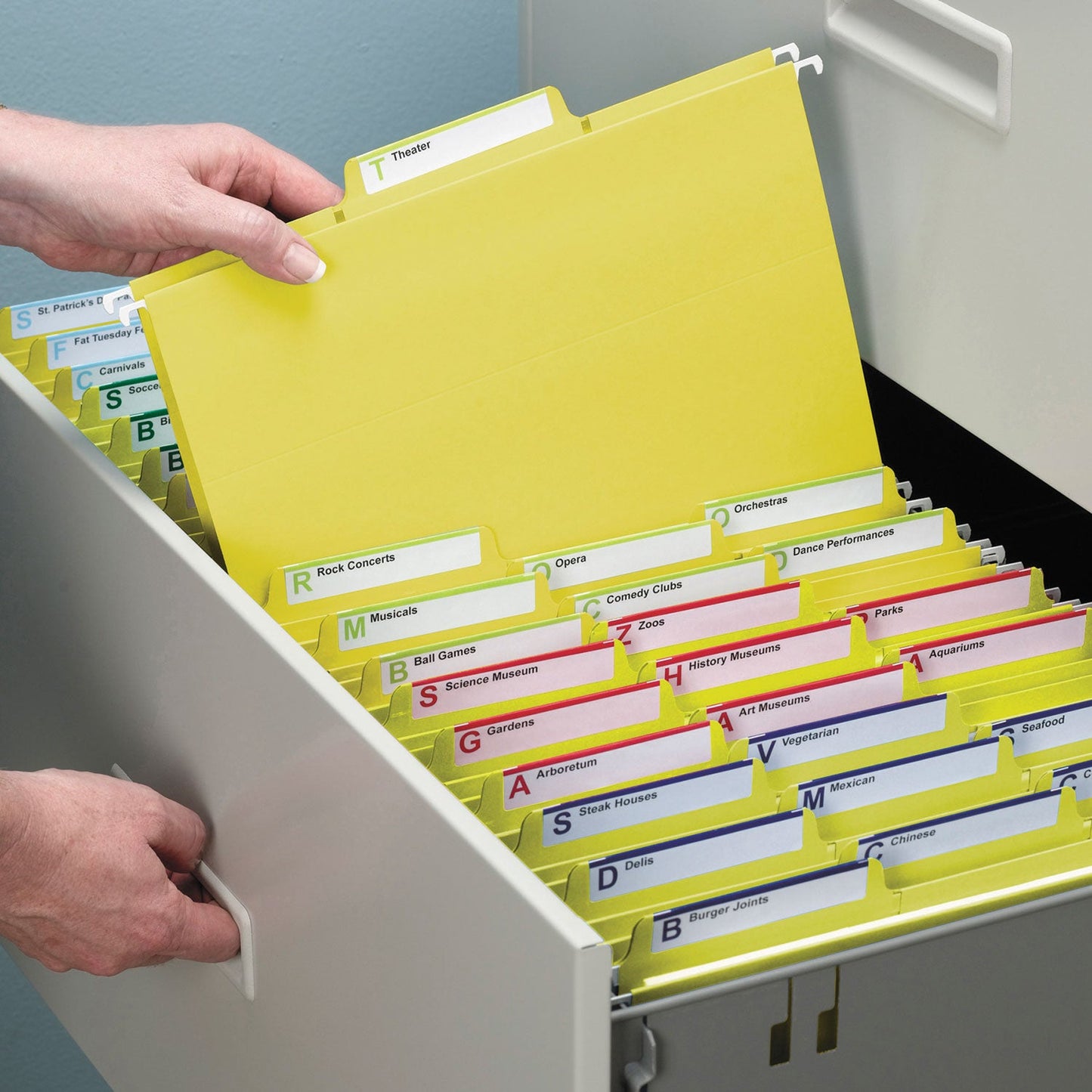 Smead FasTab Hanging Folders, Letter Size, 1/3-Cut Tabs, Yellow, 20/Box