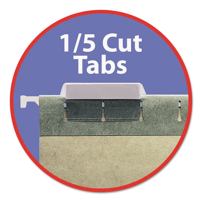 Smead Hanging Folders, Legal Size, 1/5-Cut Tabs, Standard Green, 25/Box