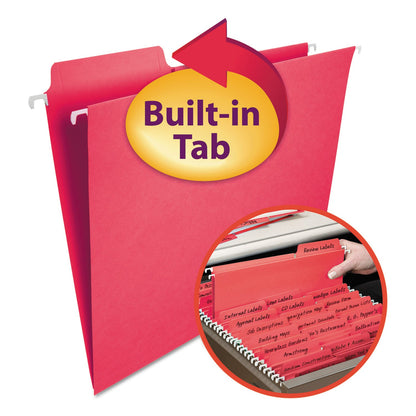 Smead FasTab Hanging Folders, Letter Size, 1/3-Cut Tabs, Red, 20/Box