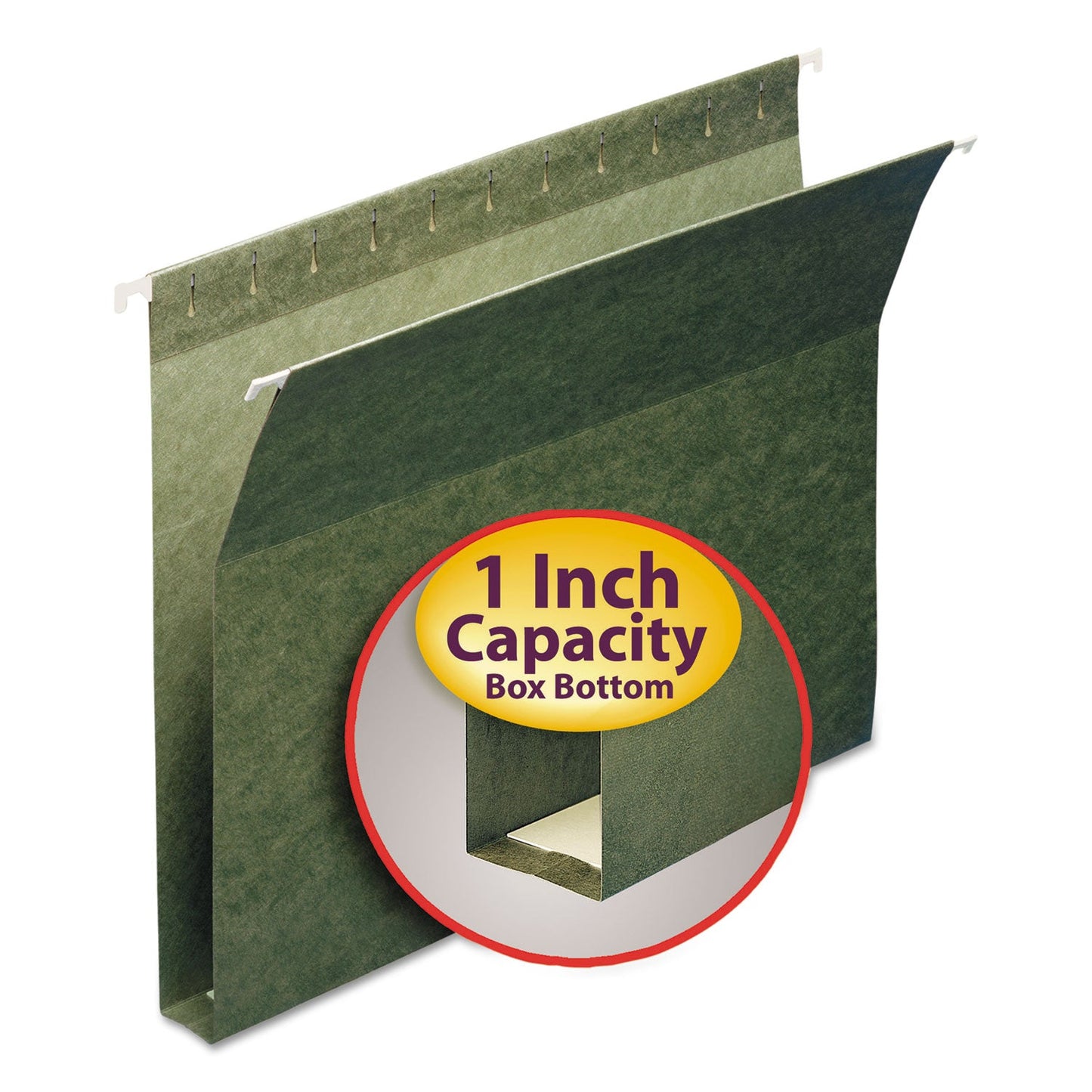 Smead Box Bottom Hanging File Folders, 1" Capacity, Letter Size, Standard Green, 25/Box