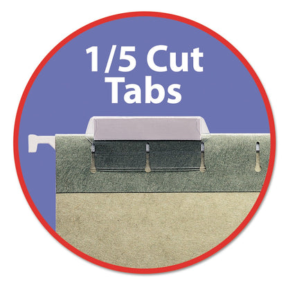 Smead 100% Recycled Hanging File Folders, Letter Size, 1/5-Cut Tabs, Standard Green, 25/Box