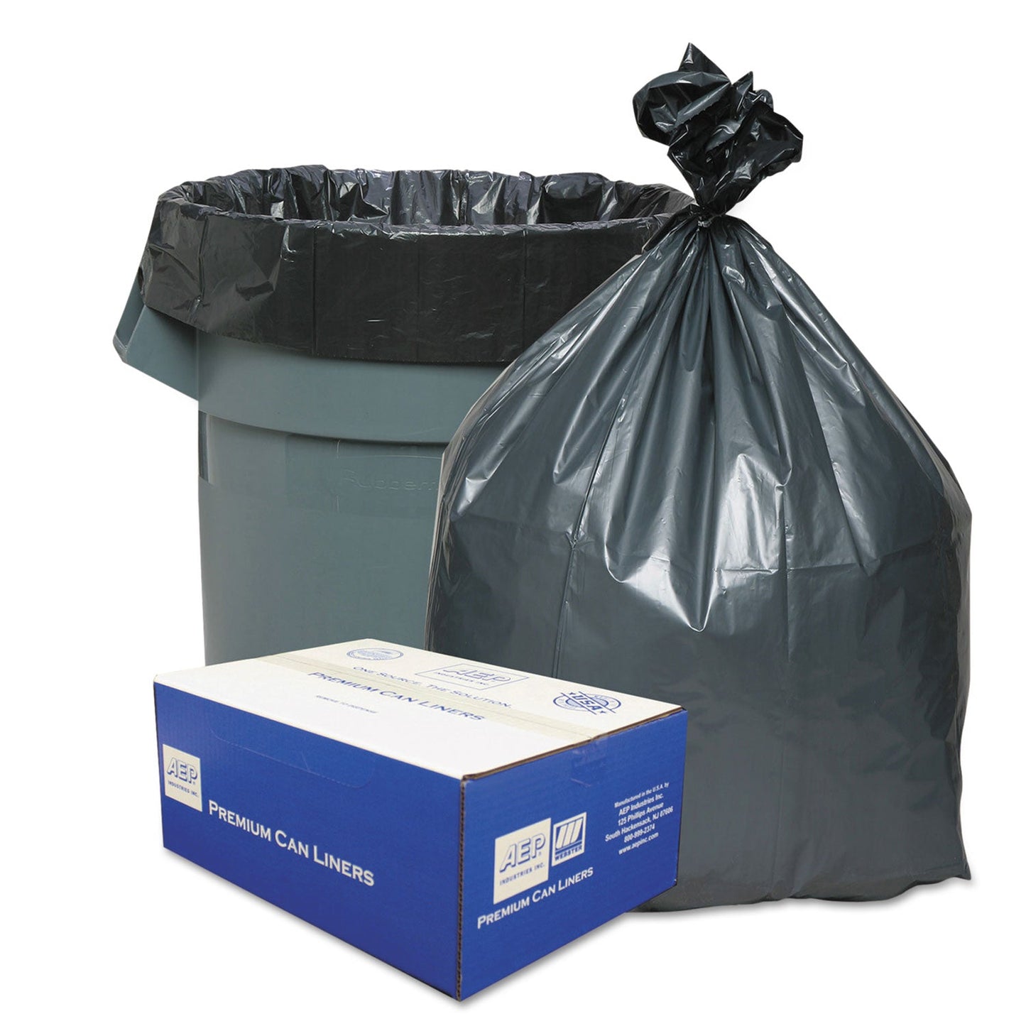 Platinum Plus Can Liners, 56 gal, 1.55 mil, 43" x 48", Gray, 50/Carton