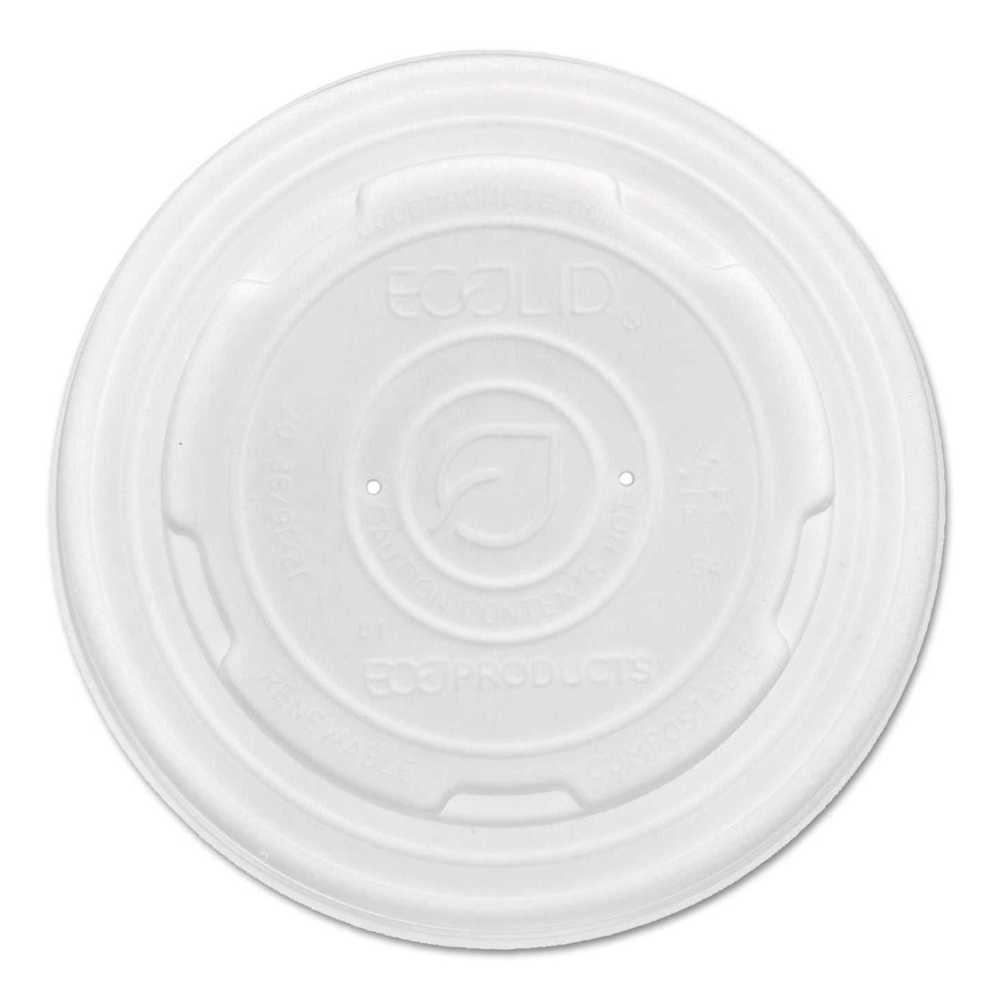 Eco-Products World Art PLA-Laminated Soup Container Lids, Fits 8 oz Sizes, Translucent, Plastic, 50/Pack, 20 Packs/Carton