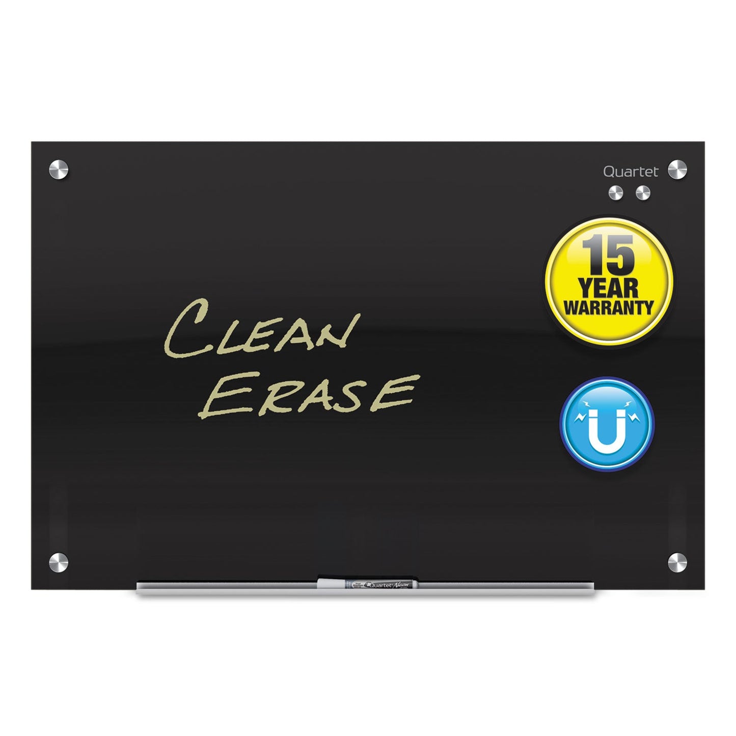 Quartet Infinity Black Glass Magnetic Marker Board, 48 x 36