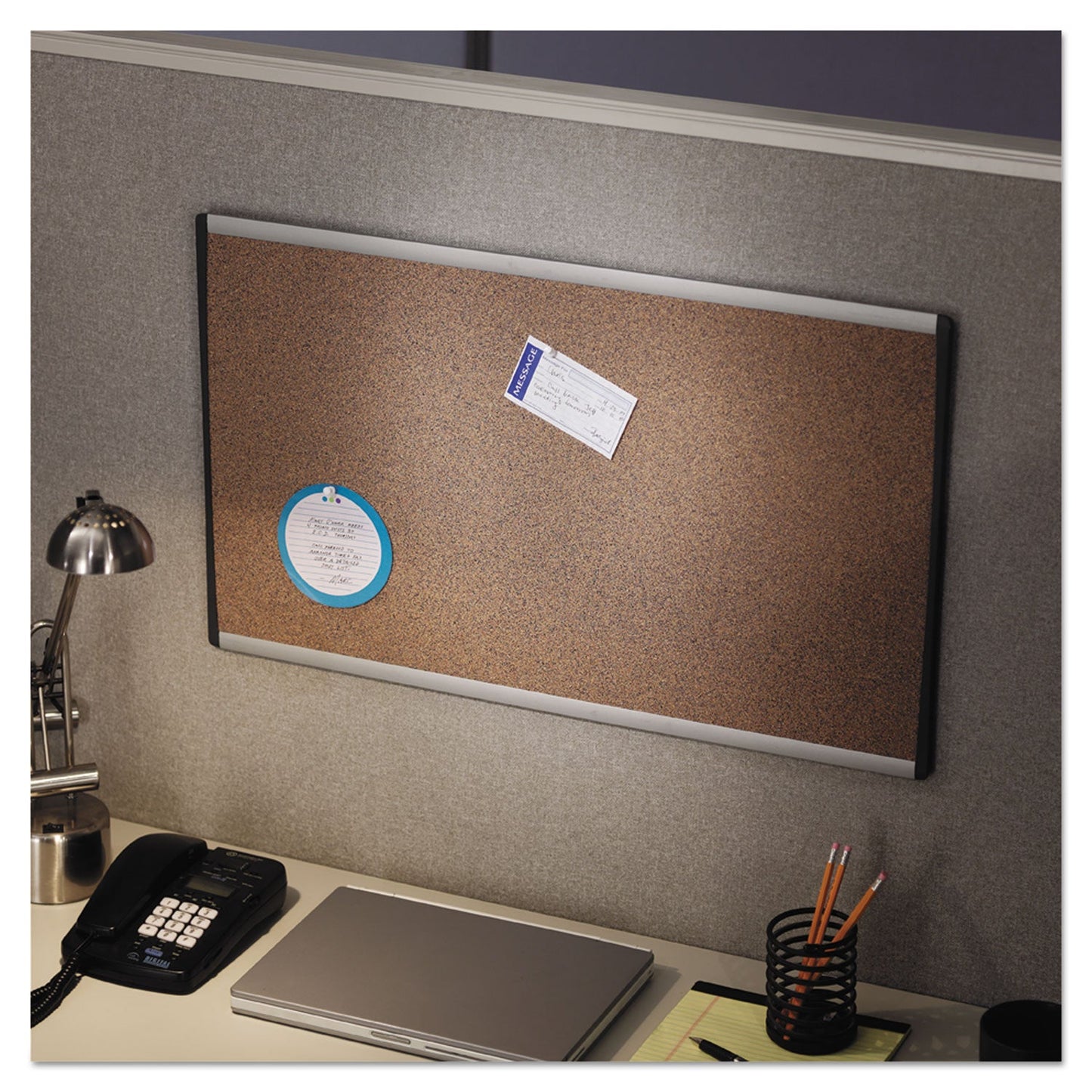 Quartet ARC Frame Cork Cubicle Board, 18 x 30, Tan, Aluminum Frame
