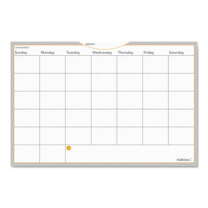 AT-A-GLANCE WallMates Self-Adhesive Dry Erase Monthly Planning Surfaces, 36 x 24, White/Gray/Orange Sheets, Undated