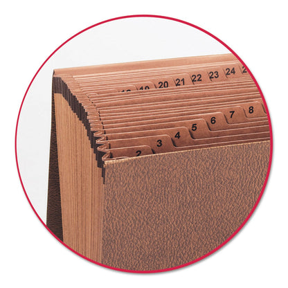 Smead TUFF Expanding Wallet, 31 Sections, Elastic Cord Closure, 1/15-Cut Tabs, Legal Size, Redrope