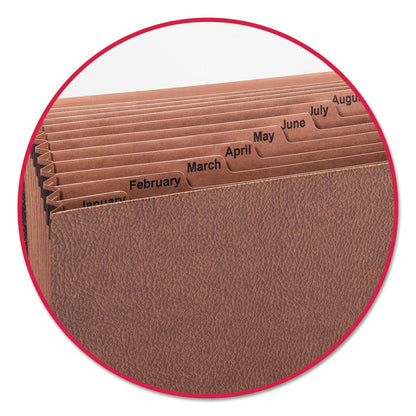 Smead TUFF Expanding Wallet, 12 Sections, Elastic Cord Closure, 1/12-Cut Tabs, Legal Size, Redrope
