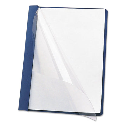 Smead Clear Front Report Cover, Double-Prong Fastener, 0.5" Capacity, 8.5 x 11, Clear/Dark Blue, 25/Box
