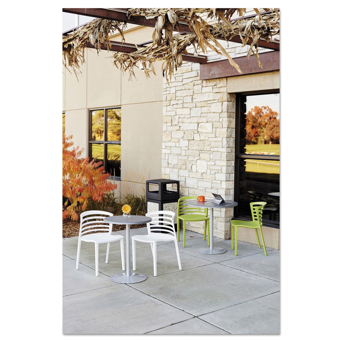 Safco Canmeleon Side-Open Receptacle, Square, Aggregate/Polyethylene, 38 gal, Black