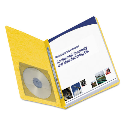 Smead Prong Fastener Premium Pressboard Report Cover, Two-Piece Prong Fastener, 3" Capacity, 8.5 x 11, Yellow/Yellow