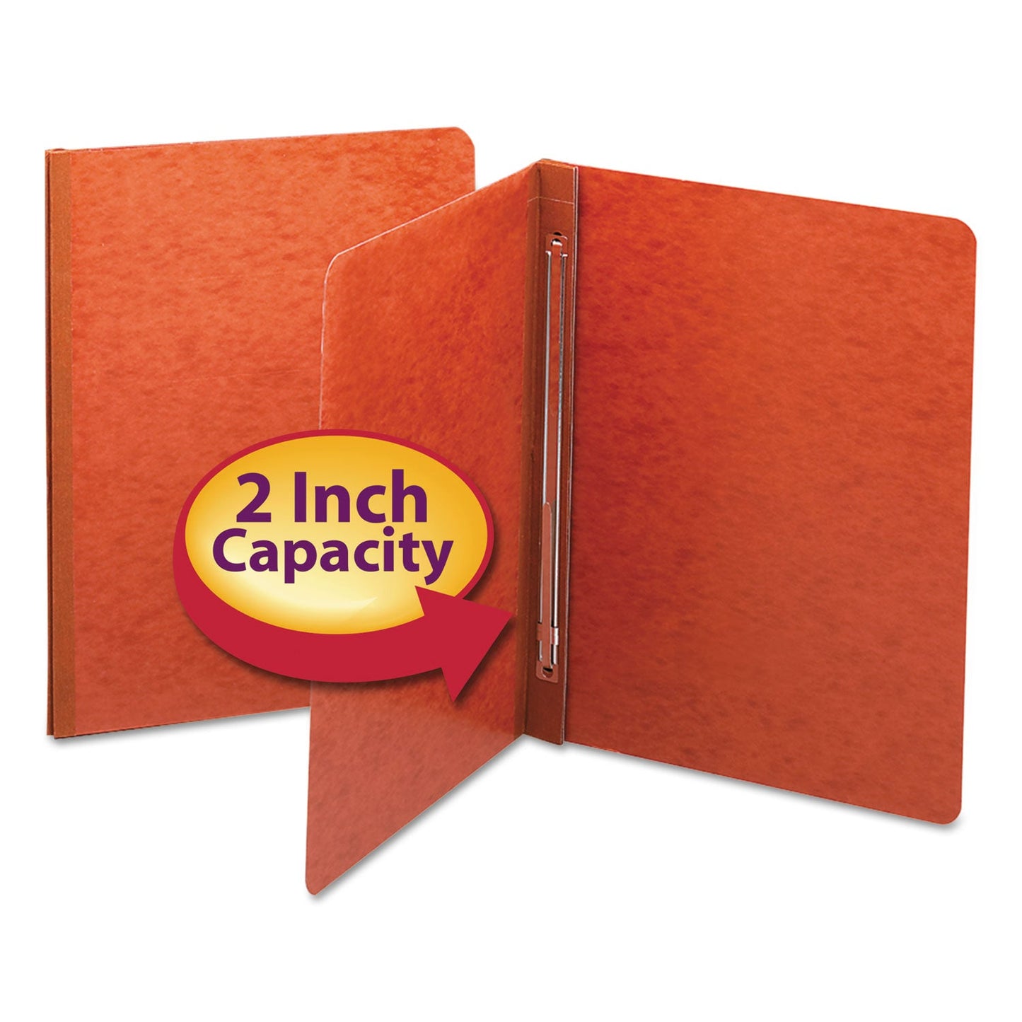 Smead Prong Fastener Premium Pressboard Report Cover, Two-Piece Prong Fastener, 3" Capacity, 8.5 x 11, Red/Red