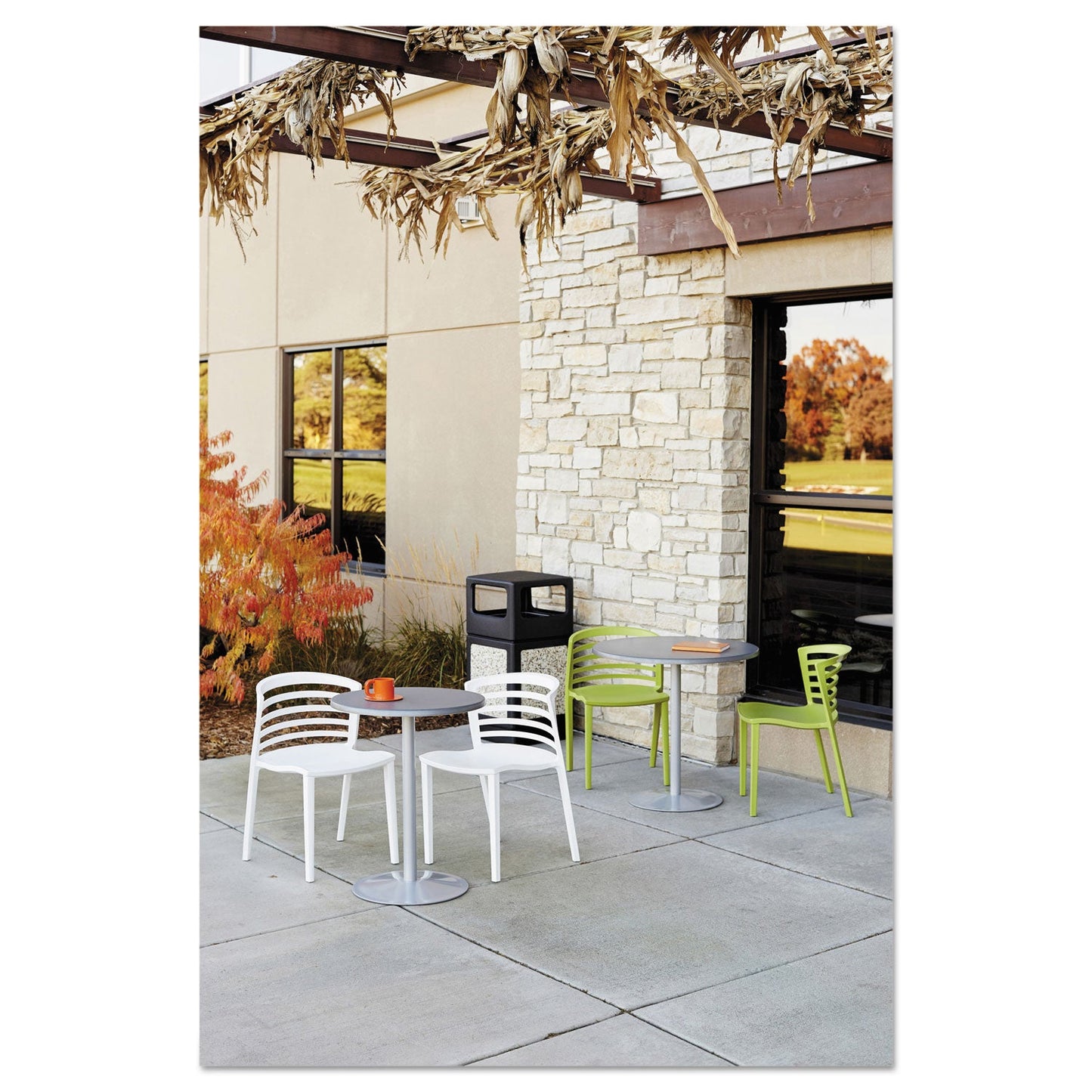 Safco Canmeleon Side-Open Receptacle, Square, Aggregate/Polyethylene, 38 gal, Black