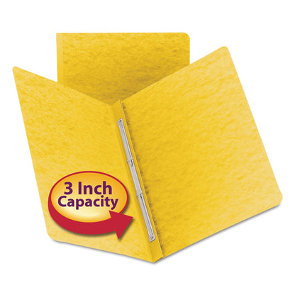 Smead Prong Fastener Premium Pressboard Report Cover, Two-Piece Prong Fastener, 3" Capacity, 8.5 x 11, Yellow/Yellow