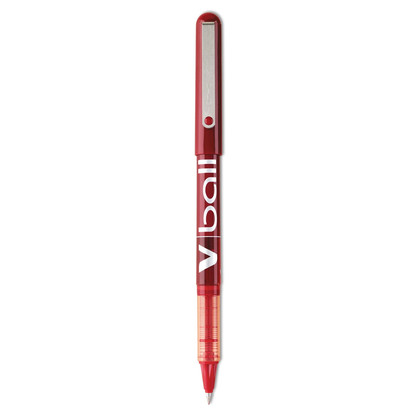 Pilot VBall Liquid Ink Roller Ball Pen, Stick, Extra-Fine 0.5 mm, Red Ink, Red Barrel, Dozen