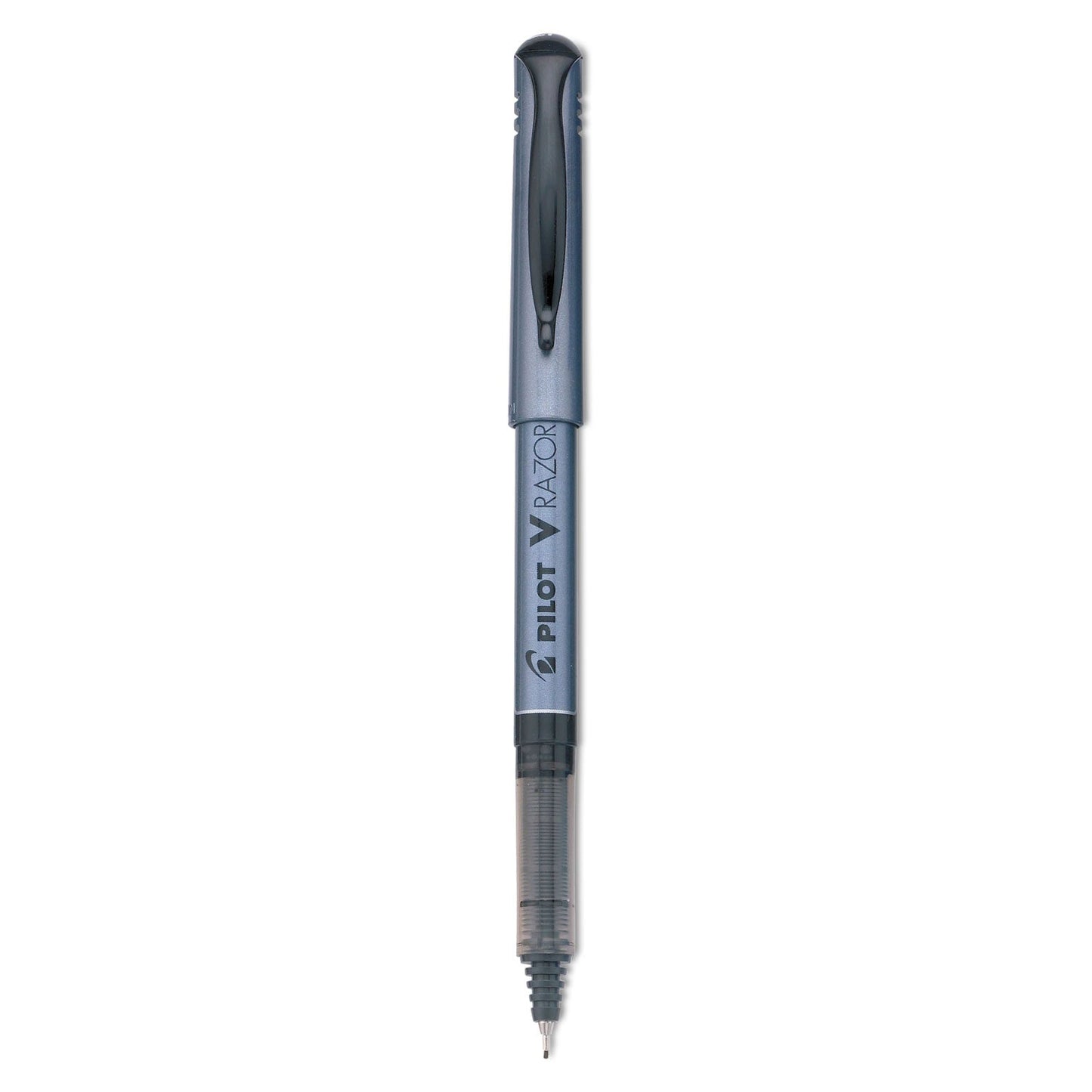 Pilot V Razor Point Liquid Ink Porous Point Pen, Stick, Extra-Fine 0.5 mm, Black Ink, Gray Barrel, Dozen