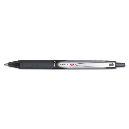 Pilot VBall RT Liquid Ink Roller Ball Pen, Retractable, Fine 0.7 mm, Black Ink, Black/White Barrel