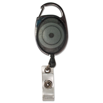 Advantus Carabiner-Style Retractable ID Card Reel, 30" Extension, Smoke, 12/Pack