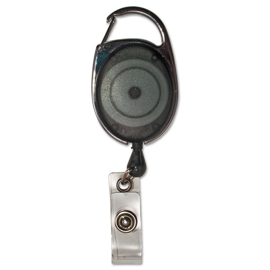Advantus Carabiner-Style Retractable ID Card Reel, 30" Extension, Smoke, 12/Pack
