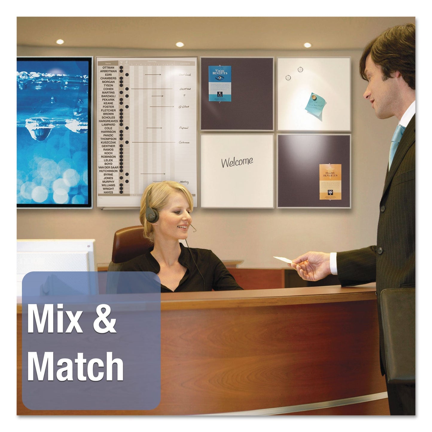 Quartet Matrix Magnetic Boards, Painted Steel, 23 x 16, White, Aluminum Frame